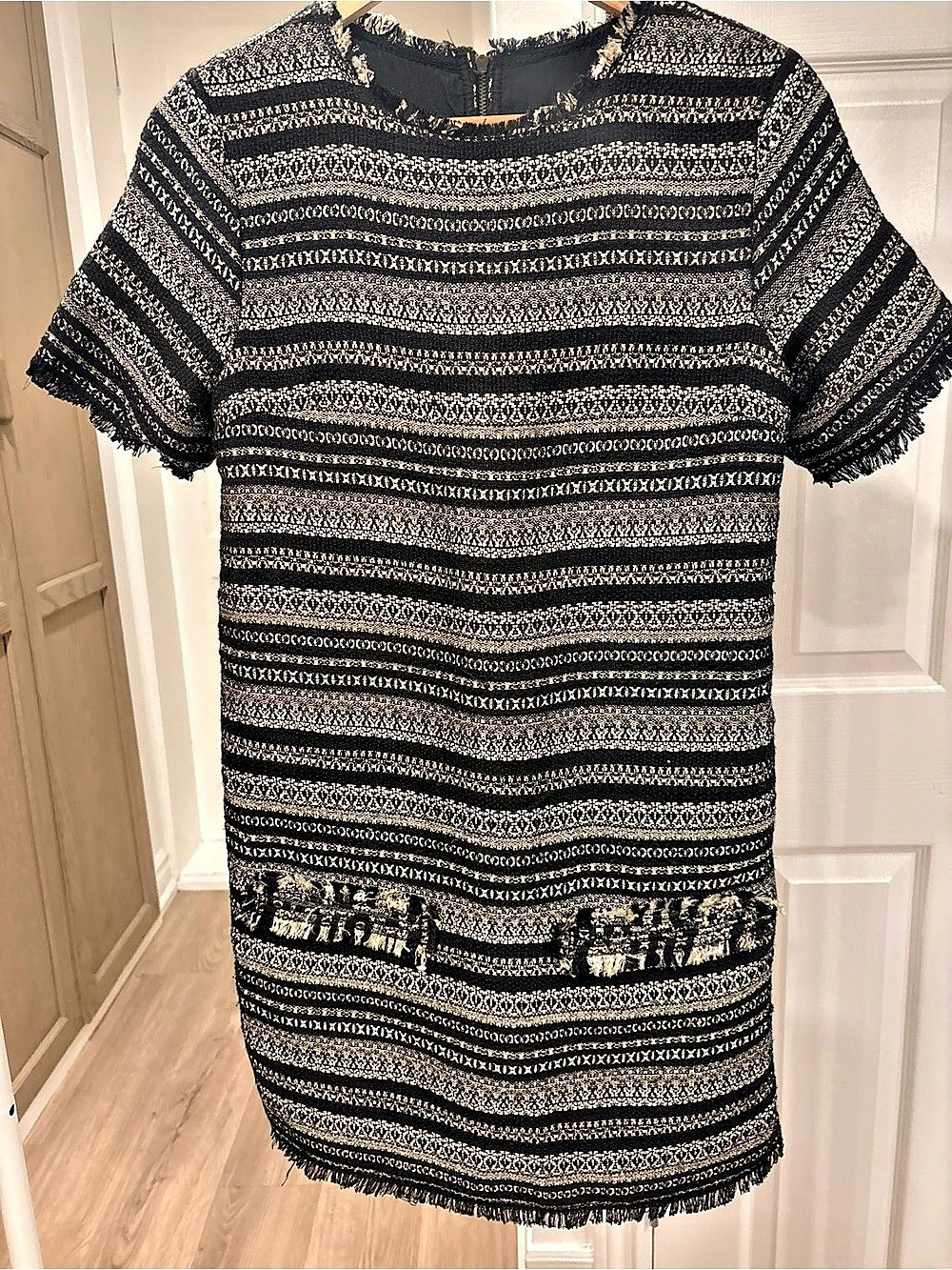 Dalia Geometric Fringe Mini Dress Size XS